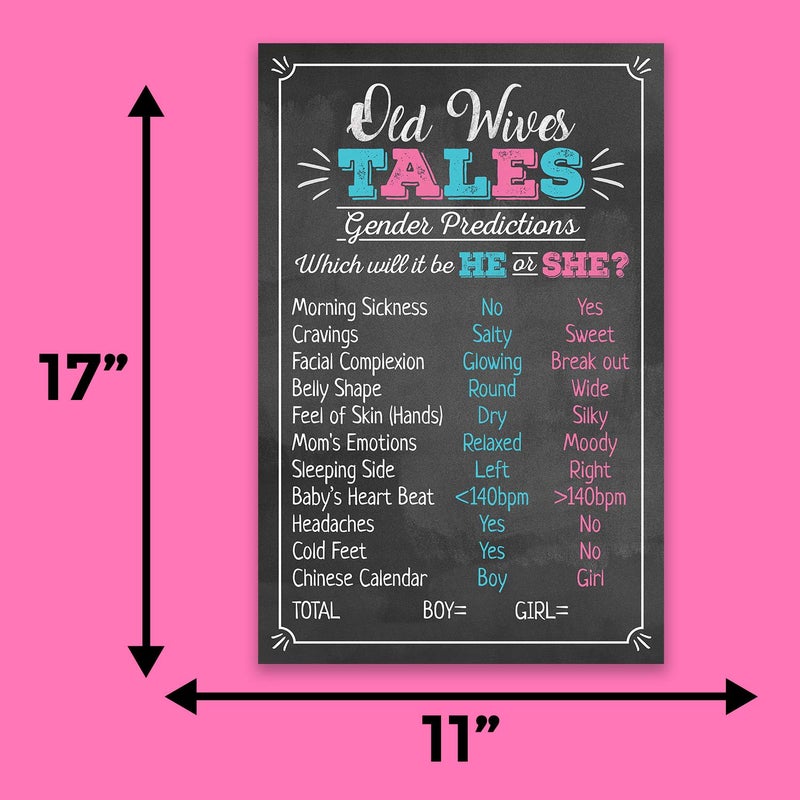 Pink Pixie Studio Old Wives Tales & Boy or Girl Voting Game Gender Reveal Party Posters 11" x 17" Black, Pink & Blue- Party Supplies, Activity, Decorations (2 Posters) - Image 2
